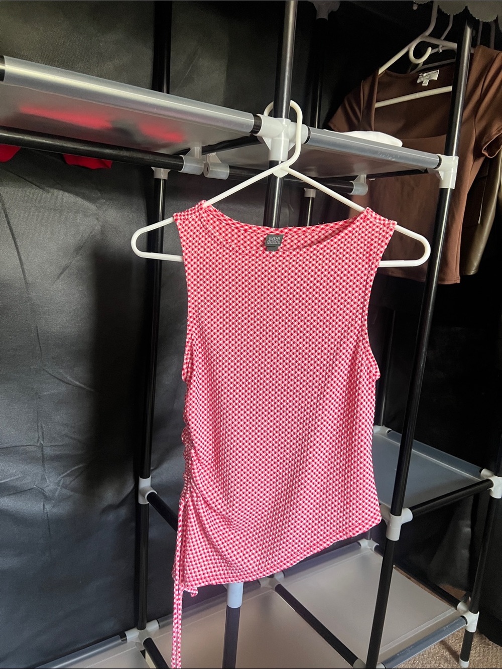 wild fable Pink and White Patterned Side-Tie Tank Top